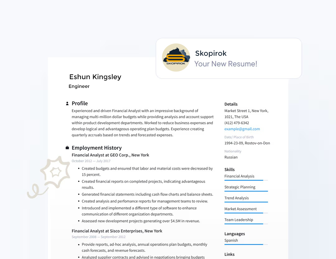 Receive your CV
